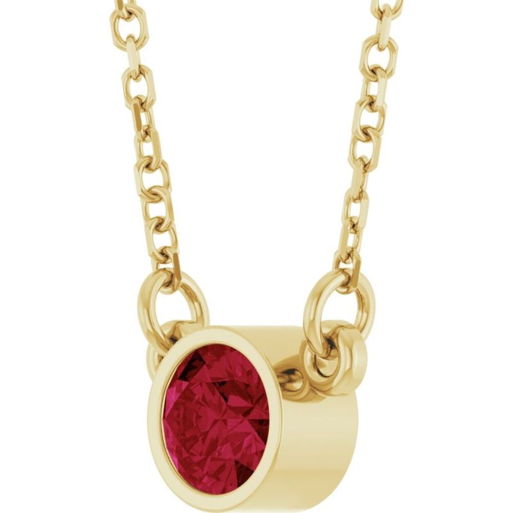 14k Yellow Natural Ruby Solitaire 16" Necklace - image 3